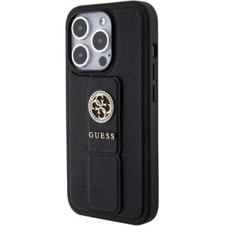 Guess Grip Stand 4G pouzdro Triangle Strass pro iPhone 15 Pro - černé