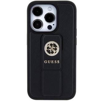 Guess Grip Stand 4G pouzdro Triangle Strass pro iPhone 15 Pro - černé