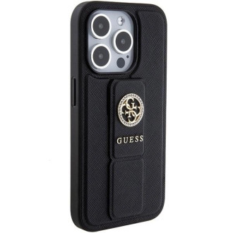 Guess Grip Stand 4G pouzdro Triangle Strass pro iPhone 15 Pro - černé