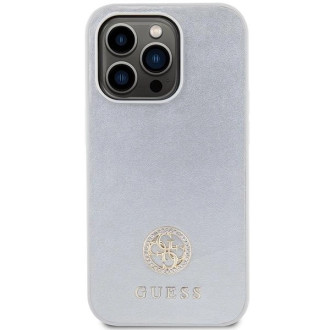 Pouzdro Guess Strass Metal Logo pro iPhone 15 Pro - stříbrné