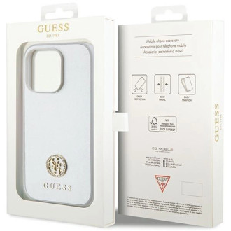 Pouzdro Guess Strass Metal Logo pro iPhone 15 Pro - stříbrné