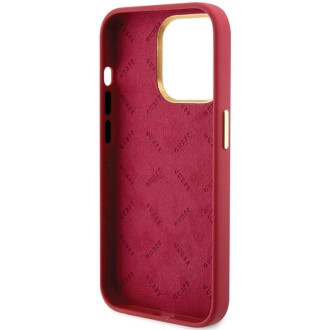 Pouzdro Guess Silicone Script Metal Logo & Frame pro iPhone 15 Pro - červené