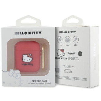 Hello Kitty silikonové pouzdro 3D Kitty Head pro AirPods 1/2 - fuchsiové
