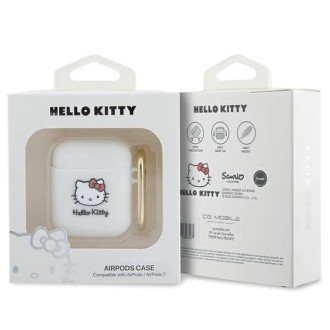 Hello Kitty silikonové pouzdro 3D Kitty Head pro AirPods 1/2 - bílé