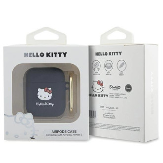 Silikonové pouzdro Hello Kitty 3D Kitty Head pro AirPods 1/2 - černé