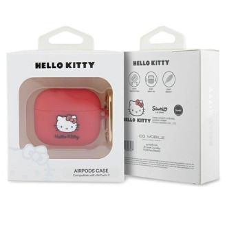 Silikonové pouzdro Hello Kitty 3D Kitty Head pro AirPods 3 - fuchsiové