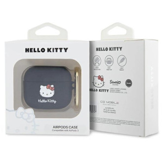 Silikonové pouzdro Hello Kitty 3D Kitty Head pro AirPods 3 - černé