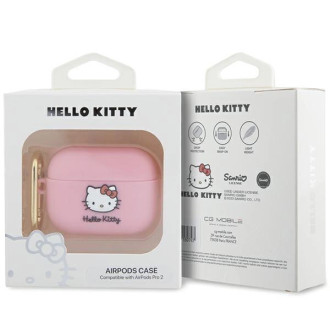 Silikonové pouzdro Hello Kitty 3D Kitty Head pro AirPods Pro 2 (2022/2023) - růžové