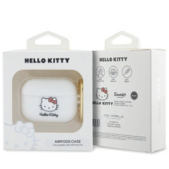Silikonové pouzdro Hello Kitty 3D Kitty Head pro AirPods Pro - bílé