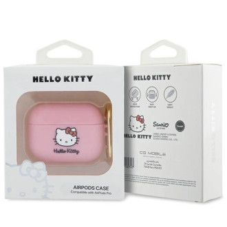 Silikonové pouzdro Hello Kitty 3D Kitty Head pro AirPods Pro - růžové