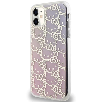 Pouzdro Hello Kitty IML Gradient Electrop Crowded Kitty na hlavu pro iPhone 11 / Xr – růžové