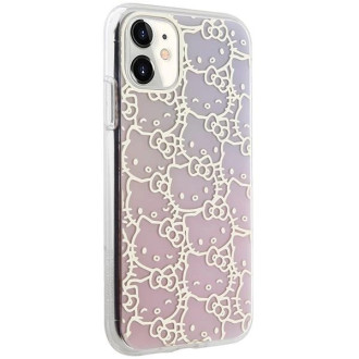Pouzdro Hello Kitty IML Gradient Electrop Crowded Kitty na hlavu pro iPhone 11 / Xr – růžové