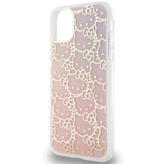 Pouzdro Hello Kitty IML Gradient Electrop Crowded Kitty na hlavu pro iPhone 11 / Xr – růžové