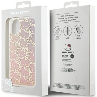 Pouzdro Hello Kitty IML Gradient Electrop Crowded Kitty na hlavu pro iPhone 11 / Xr – růžové