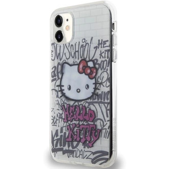 Pouzdro Hello Kitty IML Kitty On Bricks Graffiti pro iPhone 11 / Xr - bílé