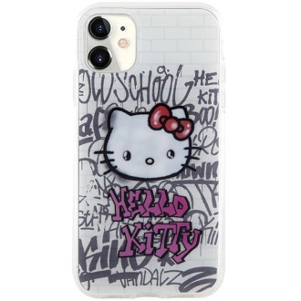 Pouzdro Hello Kitty IML Kitty On Bricks Graffiti pro iPhone 11 / Xr - bílé