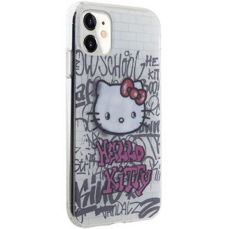 Pouzdro Hello Kitty IML Kitty On Bricks Graffiti pro iPhone 11 / Xr - bílé