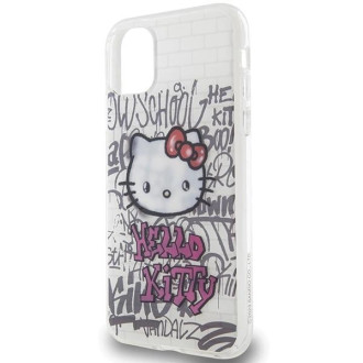 Pouzdro Hello Kitty IML Kitty On Bricks Graffiti pro iPhone 11 / Xr - bílé