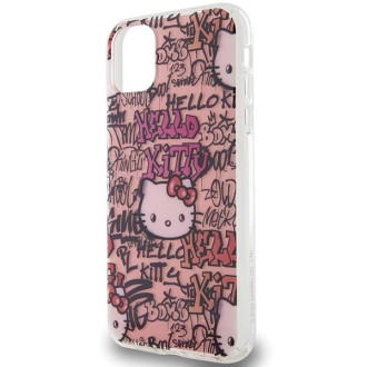 Pouzdro Hello Kitty IML Tags Graffiti pro iPhone 11 / Xr - růžové