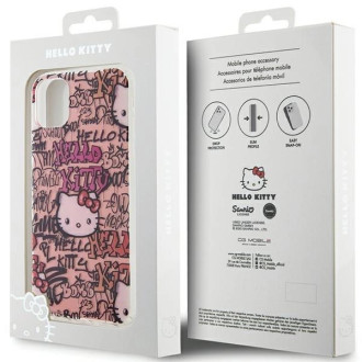 Pouzdro Hello Kitty IML Tags Graffiti pro iPhone 11 / Xr - růžové