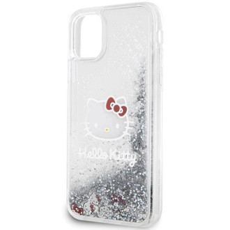 Pouzdro na hlavu Hello Kitty Liquid Glitter Charms Kitty pro iPhone 11 / Xr - stříbrné
