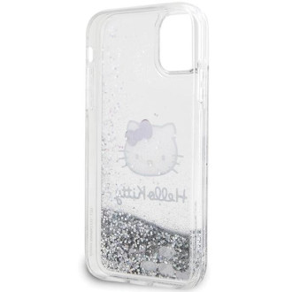Pouzdro na hlavu Hello Kitty Liquid Glitter Charms Kitty pro iPhone 11 / Xr - stříbrné