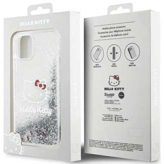 Pouzdro na hlavu Hello Kitty Liquid Glitter Charms Kitty pro iPhone 11 / Xr - stříbrné