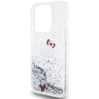 Pouzdro Hello Kitty Liquid Glitter Charms Kitty Head pro iPhone 13 Pro / 13 - stříbrné