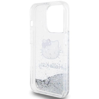 Pouzdro Hello Kitty Liquid Glitter Charms Kitty Head pro iPhone 13 Pro / 13 - stříbrné