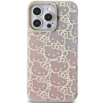 Pouzdro Hello Kitty IML Gradient Electrop Crowded Kitty na hlavu pro iPhone 14 Pro – růžové