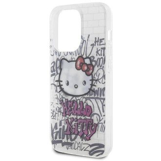 Pouzdro Hello Kitty IML Kitty On Bricks Graffiti pro iPhone 14 Pro - bílé