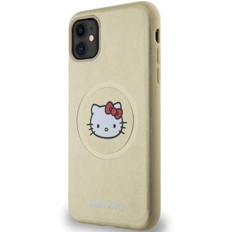 Hello Kitty kožené pouzdro Kitty Head MagSafe pro iPhone 11 / Xr - zlaté