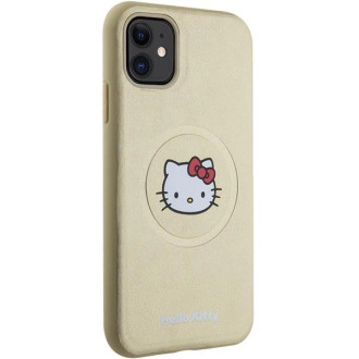 Hello Kitty kožené pouzdro Kitty Head MagSafe pro iPhone 11 / Xr - zlaté