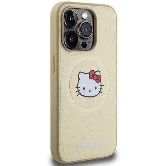 Hello Kitty kožené pouzdro Kitty Head MagSafe pro iPhone 13 Pro / 13 - zlaté