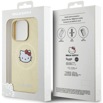 Hello Kitty kožené pouzdro Kitty Head MagSafe pro iPhone 14 Pro - zlaté