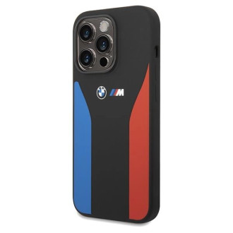 Pouzdro BMW Silicone Blue&Red Stripes M Collection pro iPhone 15 Pro Max - černé