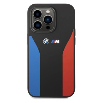 Pouzdro BMW Silicone Blue&Red Stripes M Collection pro iPhone 15 Pro Max - černé