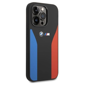 Pouzdro BMW Silicone Blue&Red Stripes M Collection pro iPhone 15 Pro Max - černé