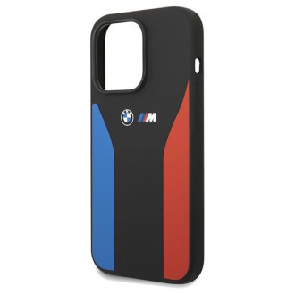 Pouzdro BMW Silicone Blue&Red Stripes M Collection pro iPhone 15 Pro Max - černé