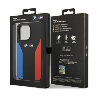 Pouzdro BMW Silicone Blue&Red Stripes M Collection pro iPhone 15 Pro Max - černé