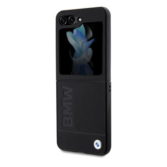 Kožené pouzdro BMW Hot Stamp pro Samsung Galaxy Z Flip 5 - černé