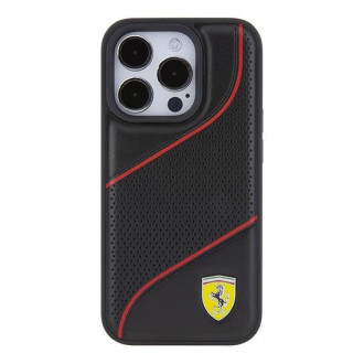 Pouzdro Ferrari Perforated Waves Metal Logo pro iPhone 15 Pro - černé
