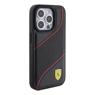 Pouzdro Ferrari Perforated Waves Metal Logo pro iPhone 15 Pro - černé