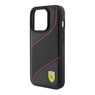 Pouzdro Ferrari Perforated Waves Metal Logo pro iPhone 15 Pro - černé