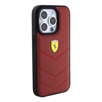 Pouzdro Ferrari Leather Stitched Lines pro iPhone 15 Pro - červené