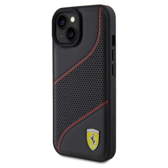 Pouzdro Ferrari Perforated Waves Metal Logo pro iPhone 15 / 14 / 13 - černé
