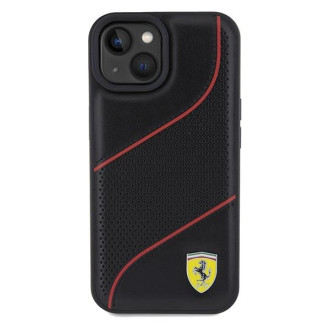 Pouzdro Ferrari Perforated Waves Metal Logo pro iPhone 15 / 14 / 13 - černé