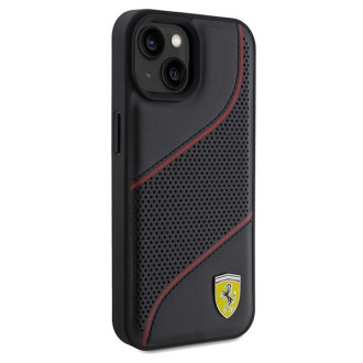 Pouzdro Ferrari Perforated Waves Metal Logo pro iPhone 15 / 14 / 13 - černé