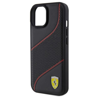 Pouzdro Ferrari Perforated Waves Metal Logo pro iPhone 15 / 14 / 13 - černé