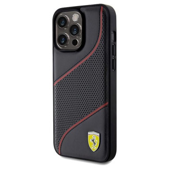 Pouzdro Ferrari Perforated Waves Metal Logo pro iPhone 15 Pro Max - černé